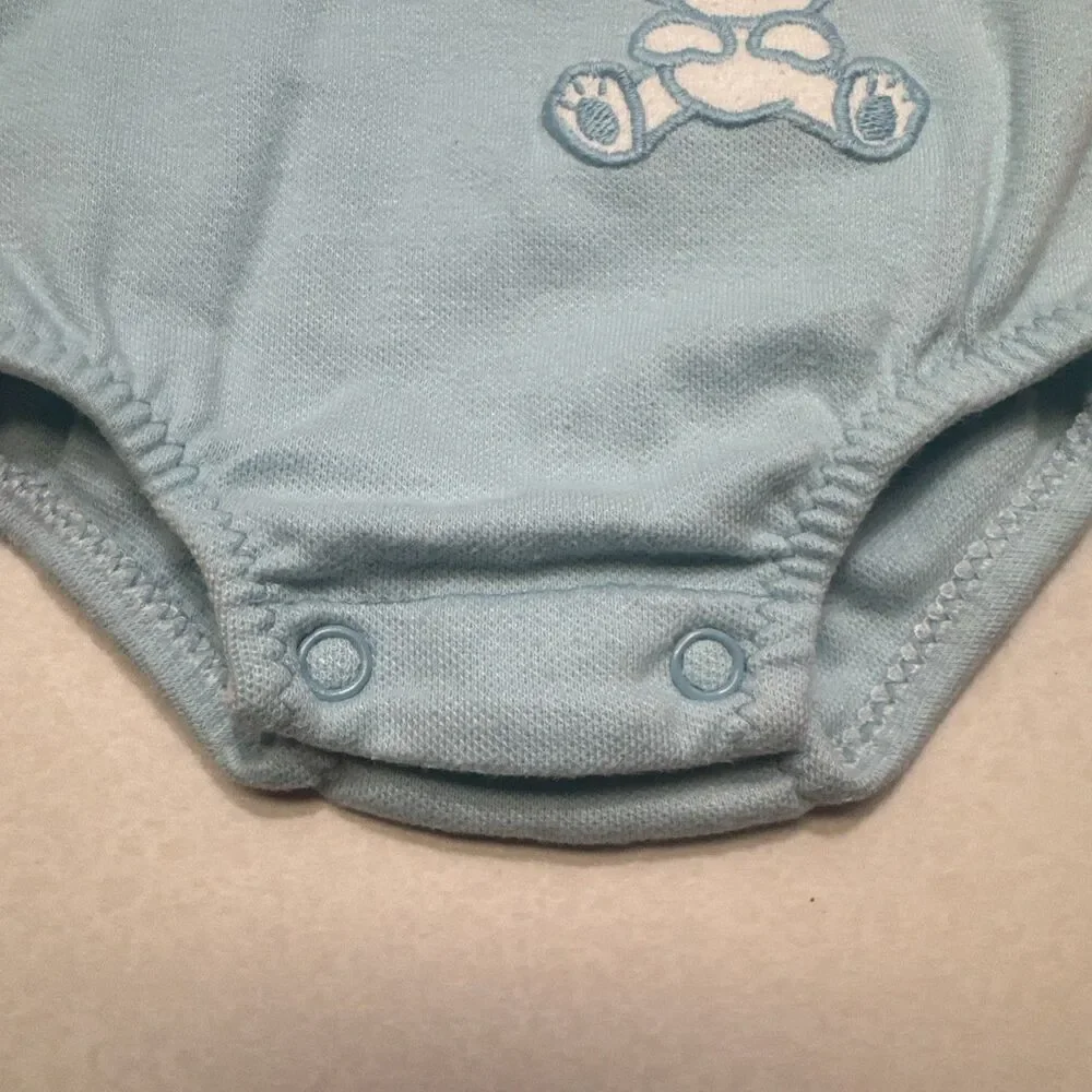 VTG 1970s Carters Baby Boy Blue Bubble Romper Sunsuit Bear To 13 LBS 3 Months